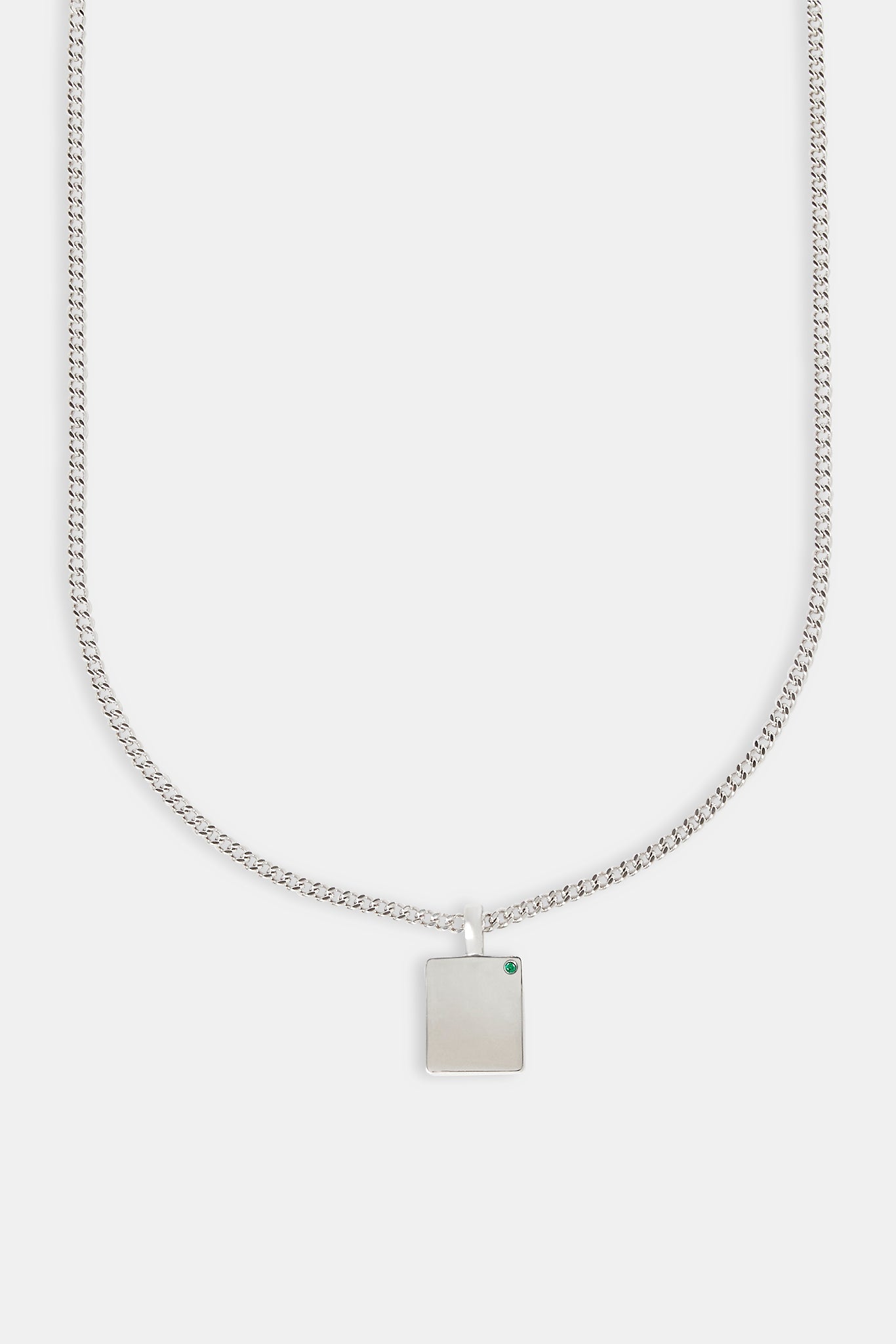 Green Stone Dog Tag Necklace - 15mm